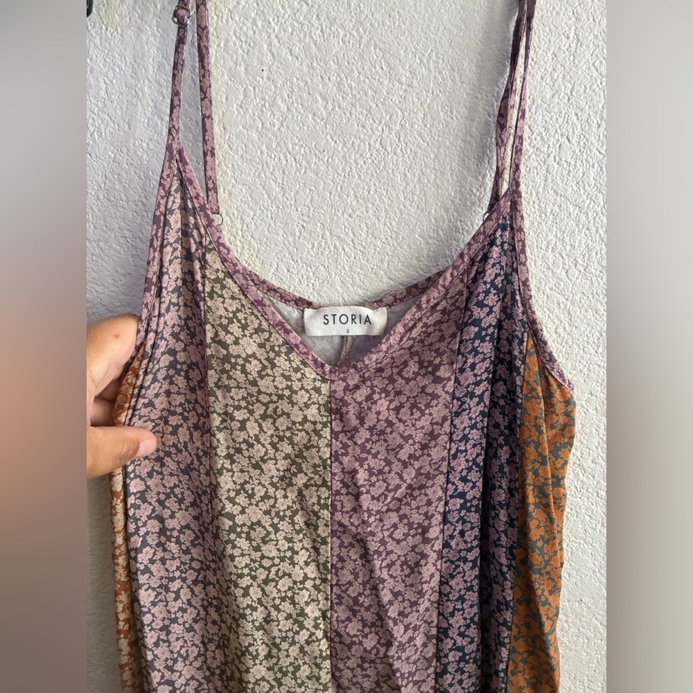 Storia Floral Patchwork Spaghetti Strap Wide Leg Jumpsuit S - Picture 9 of 13